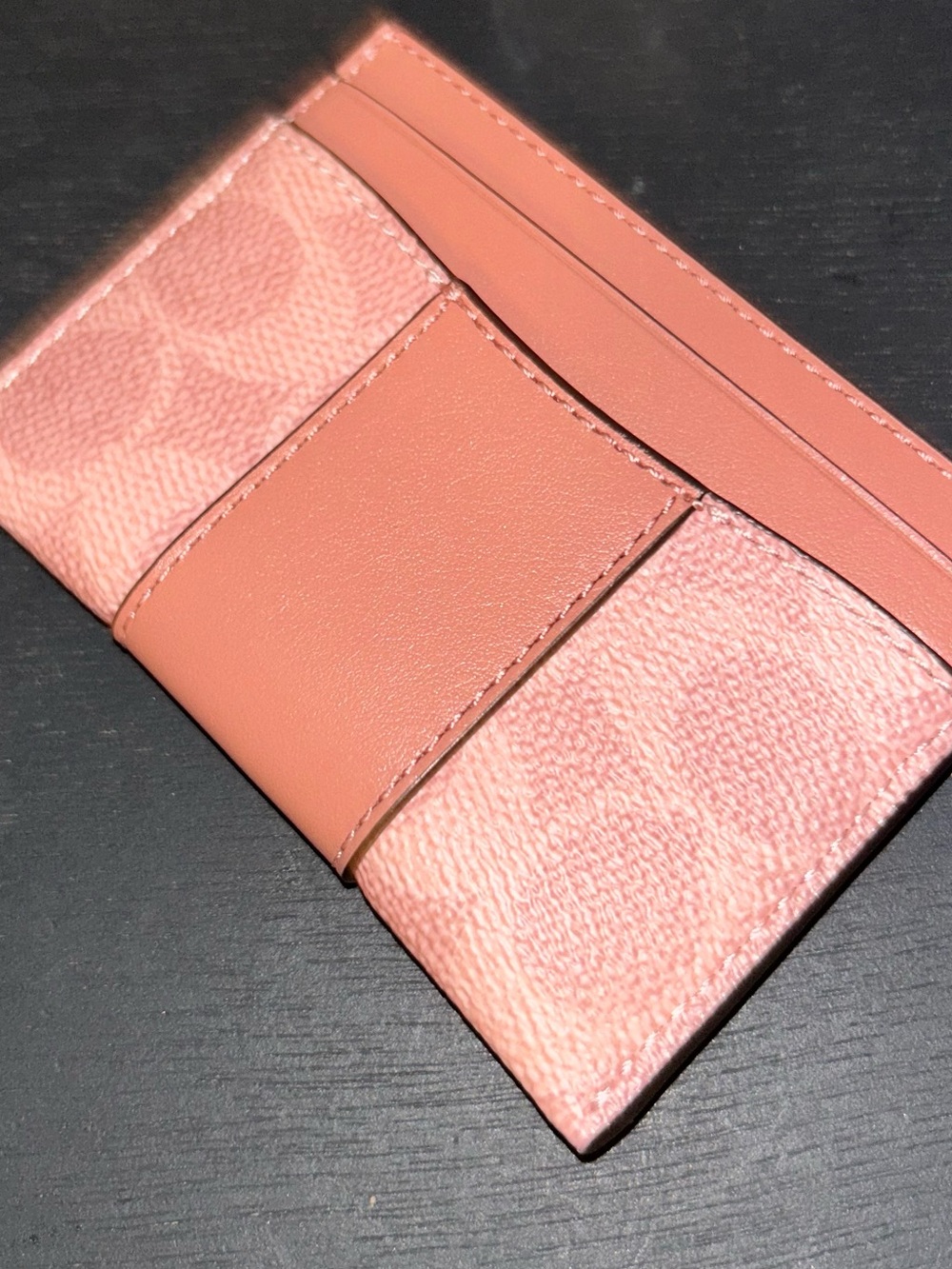 Coach Melon Pink Signature Card & Key Holder